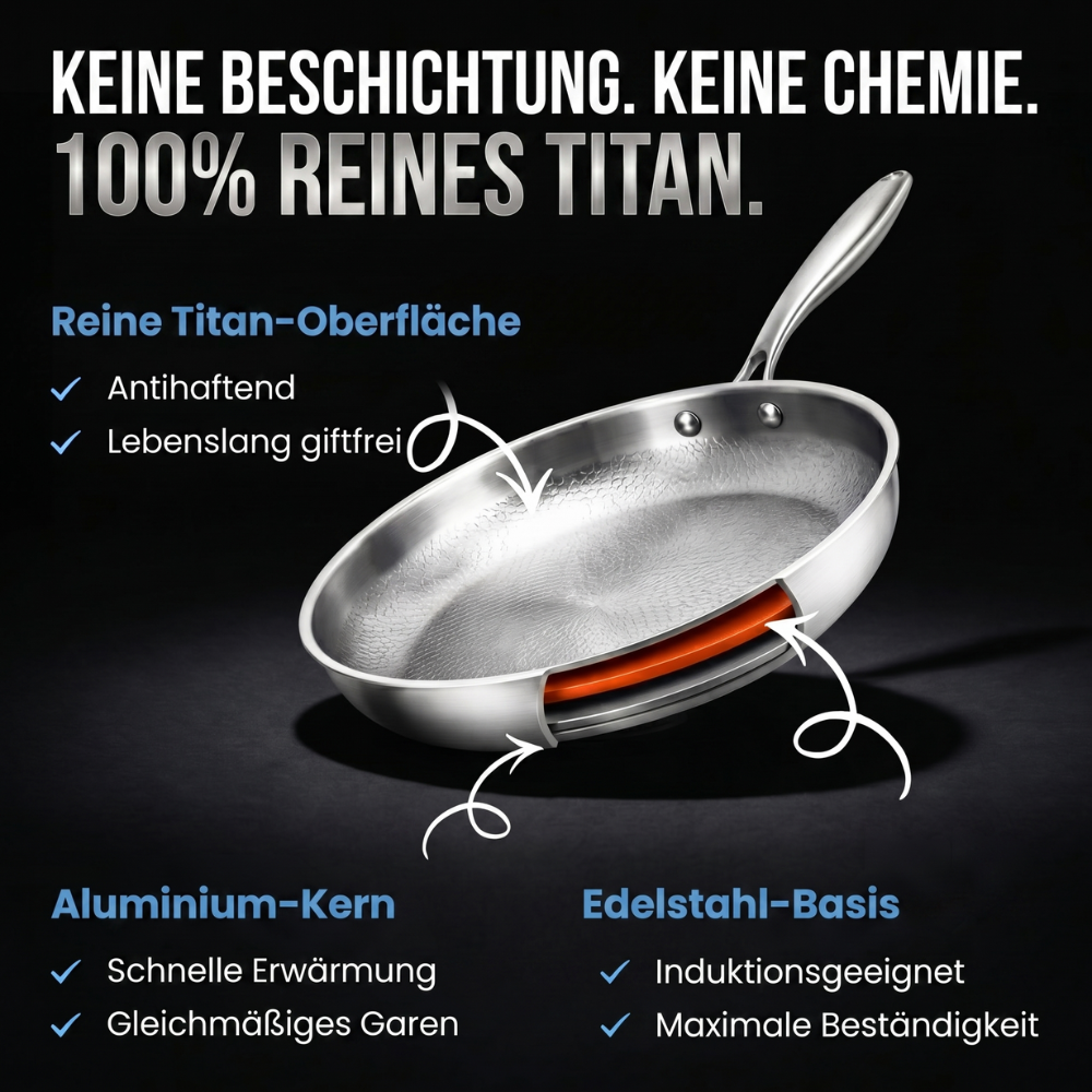 Pfanne aus 100 % reinem Titan — TITANOX®